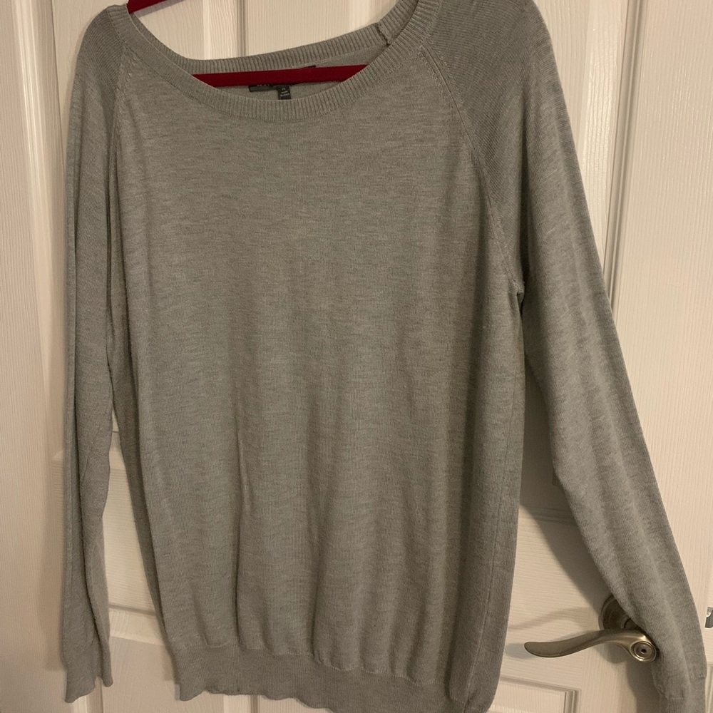 Adorable Gray Oversized Sweater w/ Lace Detail XL